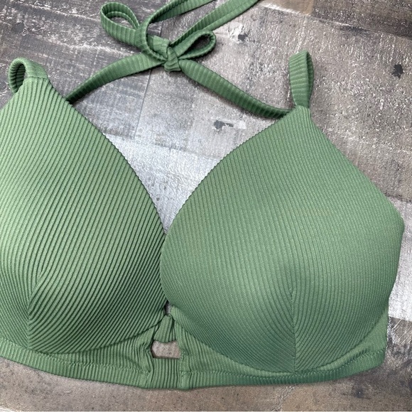 Shade & Shore Green Ribbed Bikini Top size 36DD - Picture 4 of 10